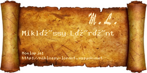 Miklóssy Lóránt névjegykártya