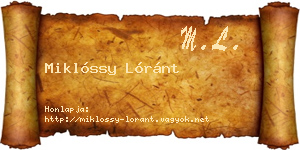 Miklóssy Lóránt névjegykártya